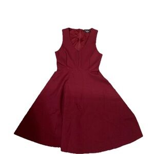Lulus Sleeveless V-Neck Midi Skater Dress Size S in Burgundy Date Night